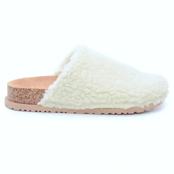 Jessica Simpson Cork Heel Fleece Slippers Clogs Size Medium - Picture 1 of 10